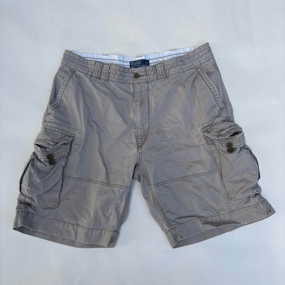 Polo Ralph Lauren Classic Polo Chino Cargo Shorts Mens 38 Khaki Tan Cotton
